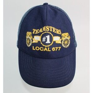 Vintage Union 80's Teamsters Local 677 Snapback Hat Mesh Trucker USA